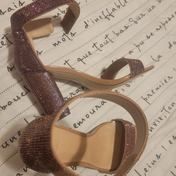 Call It Spring Glitter Block Heel Sandals - Purple and Tan - Picture 5 of 5